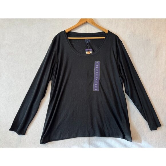 GAP Soft Slub Scoop Neck T-Shirt Black Long Sleeve Shirt QLT49115 Women's XXL - Picture 1 of 7